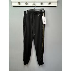 Ki Pro Performance Joggers/Sweatpants Black‎ Gold Striped Womens Small NEW